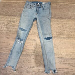 rag & bone Light Blue Distressed Skinny Jeans